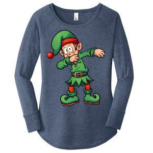 Dabbing Elf Christmas Santa Hat Women's Perfect Tri Tunic Long Sleeve Shirt