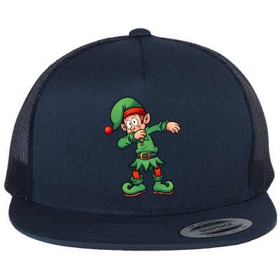 Dabbing Elf Christmas Santa Hat Flat Bill Trucker Hat