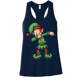 Dabbing Elf Christmas Santa Hat Women's Racerback Tank