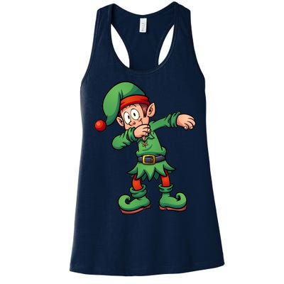 Dabbing Elf Christmas Santa Hat Women's Racerback Tank