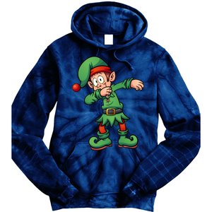 Dabbing Elf Christmas Santa Hat Tie Dye Hoodie