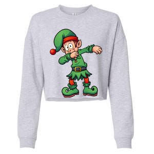 Dabbing Elf Christmas Santa Hat Cropped Pullover Crew