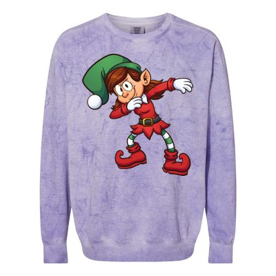 Dabbing Elf Cute Funny Christmas Colorblast Crewneck Sweatshirt