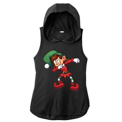 Dabbing Elf Cute Funny Christmas Ladies PosiCharge Tri-Blend Wicking Draft Hoodie Tank