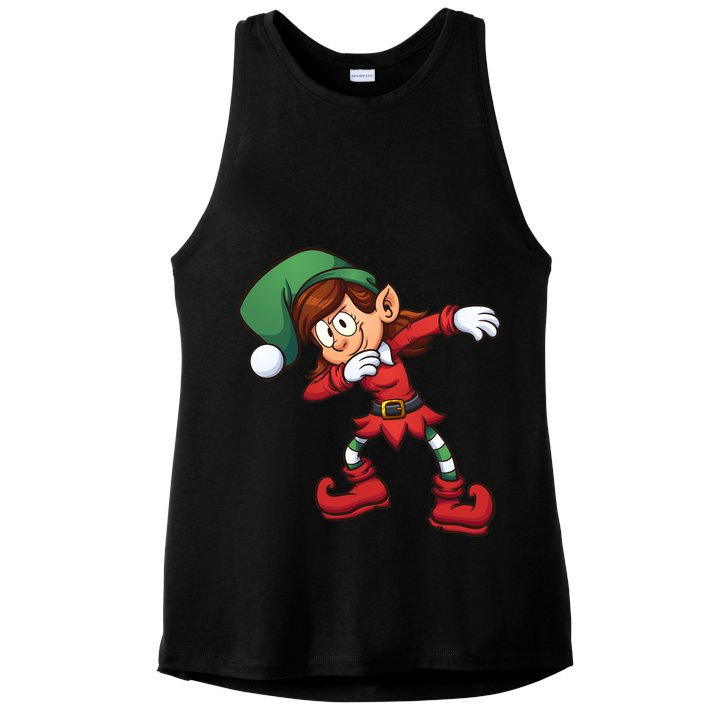 Dabbing Elf Cute Funny Christmas Ladies PosiCharge Tri-Blend Wicking Tank