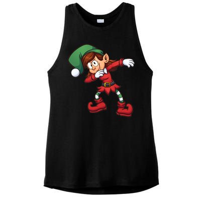 Dabbing Elf Cute Funny Christmas Ladies PosiCharge Tri-Blend Wicking Tank