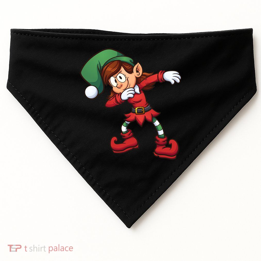 Dabbing Elf Cute Funny Christmas USA-Made Doggie Bandana