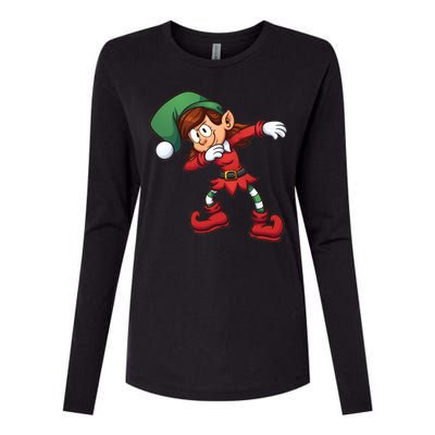 Dabbing Elf Cute Funny Christmas Womens Cotton Relaxed Long Sleeve T-Shirt