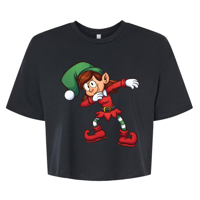 Dabbing Elf Cute Funny Christmas Bella+Canvas Jersey Crop Tee