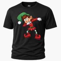 Dabbing Elf Cute Funny Christmas Cooling Performance Crew T-Shirt