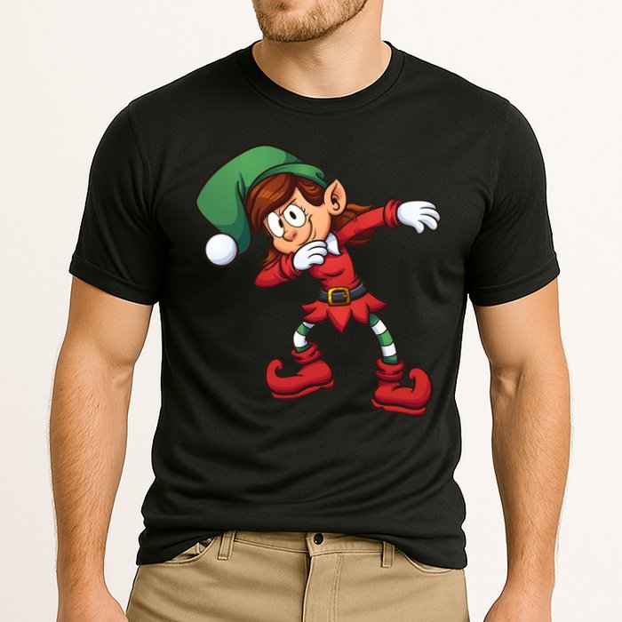 Dabbing Elf Cute Funny Christmas Cooling Performance Crew T-Shirt