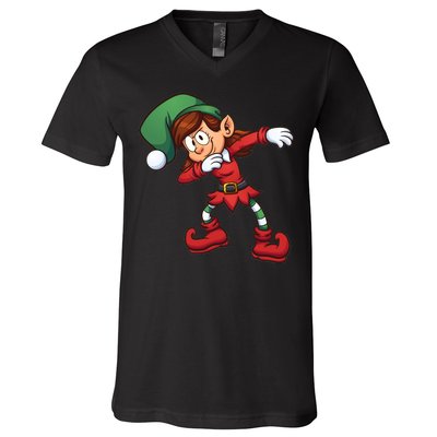 Dabbing Elf Cute Funny Christmas V-Neck T-Shirt