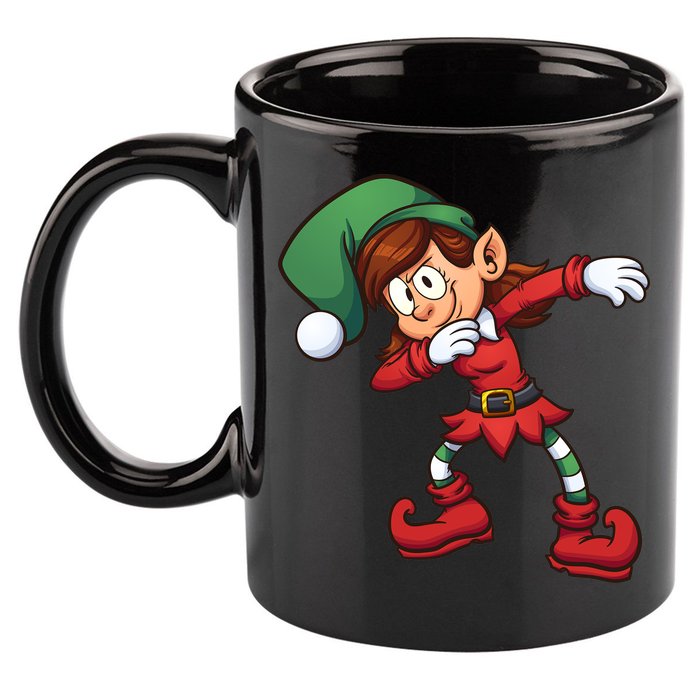 Dabbing Elf Cute Funny Christmas 11oz C Handle Ceramic Mug