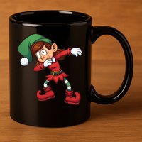 Dabbing Elf Cute Funny Christmas 11oz C Handle Ceramic Mug