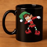 Dabbing Elf Cute Funny Christmas 11oz C Handle Ceramic Mug