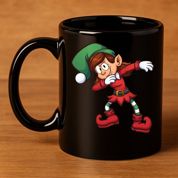 Dabbing Elf Cute Funny Christmas 11oz C Handle Ceramic Mug