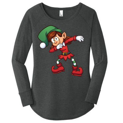 Dabbing Elf Cute Funny Christmas Women's Perfect Tri Tunic Long Sleeve Shirt