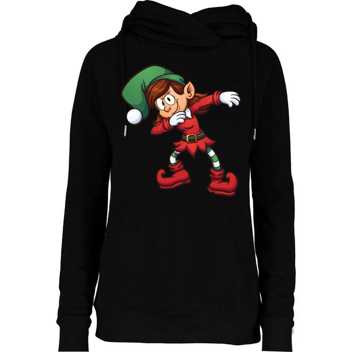 Dabbing Elf Cute Funny Christmas Womens Funnel Neck Pullover Hood