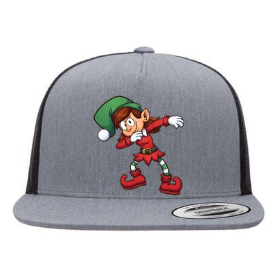 Dabbing Elf Cute Funny Christmas Flat Bill Trucker Hat