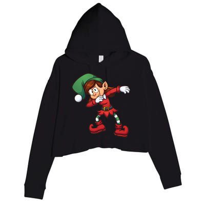 Dabbing Elf Cute Funny Christmas Crop Fleece Hoodie