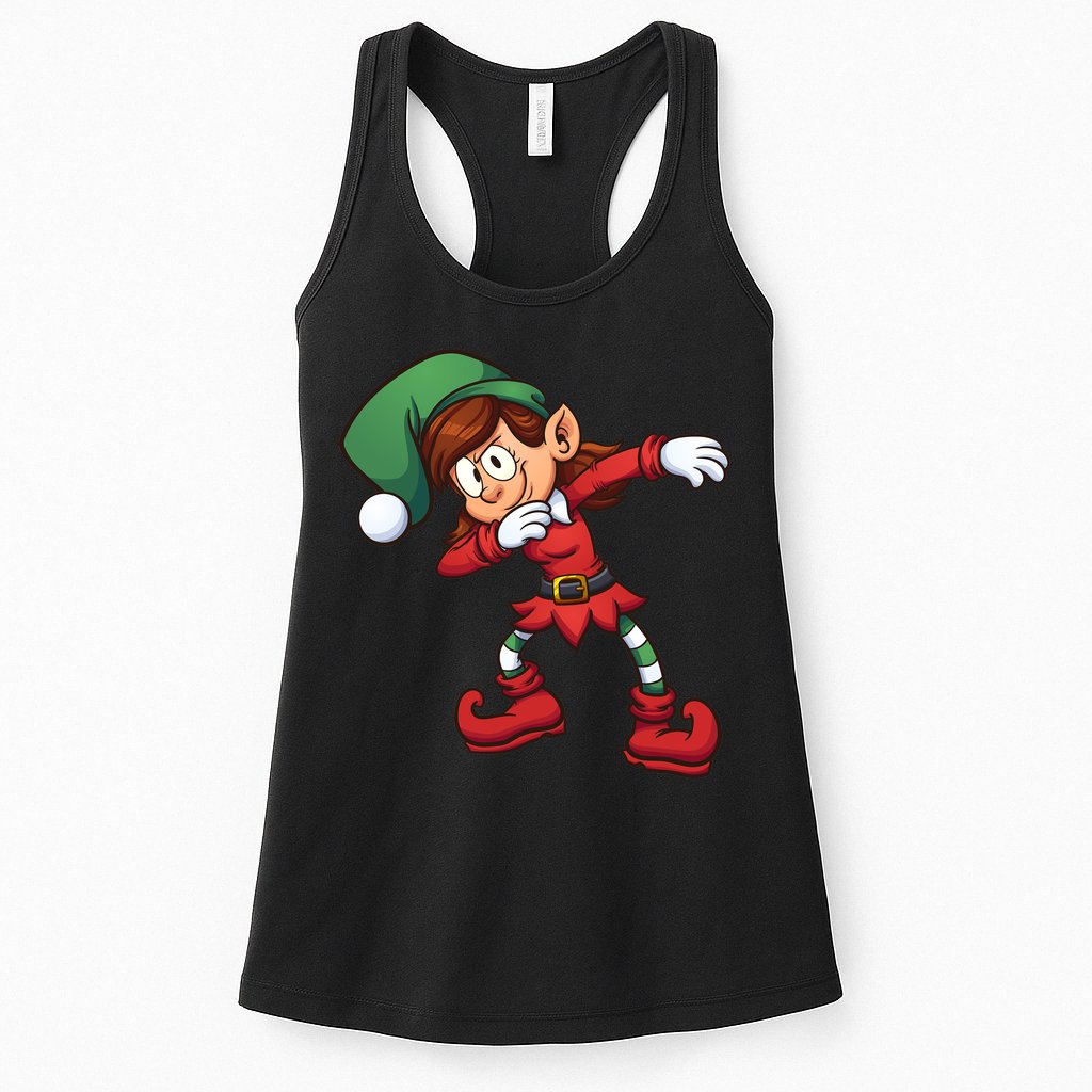 Dabbing Elf Cute Funny Christmas Womens Tank Top