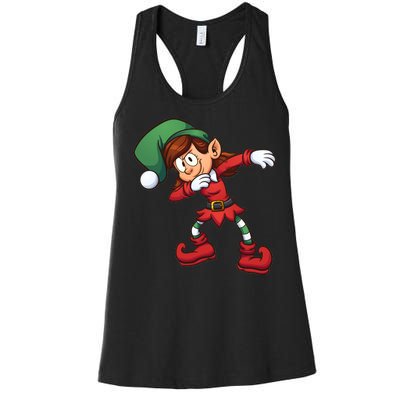 Dabbing Elf Cute Funny Christmas Women's Racerback Tank