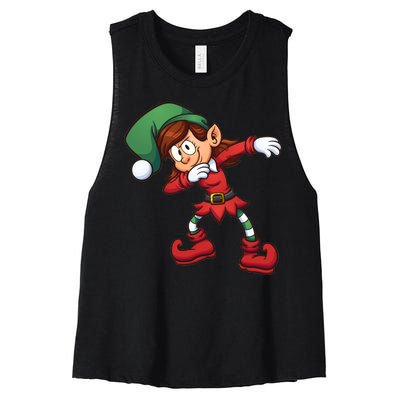 Dabbing Elf Cute Funny Christmas Women's Racerback Cropped Tank