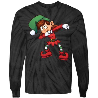 Dabbing Elf Cute Funny Christmas Tie-Dye Long Sleeve Shirt