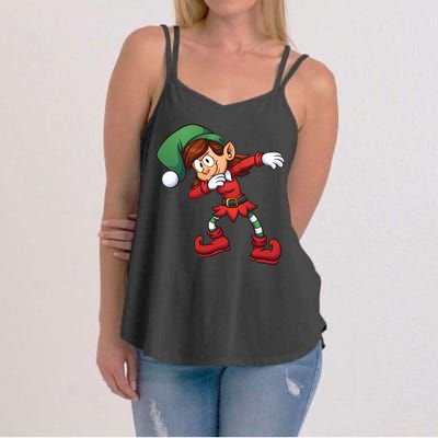 Dabbing Elf Cute Funny Christmas Women's Strappy Tank