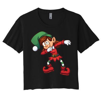 Dabbing Elf Cute Funny Christmas Women's Crop Top Tee