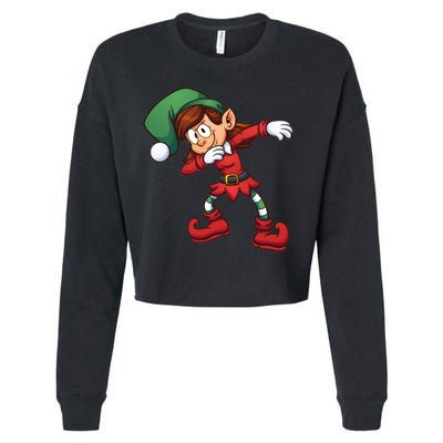 Dabbing Elf Cute Funny Christmas Cropped Pullover Crew