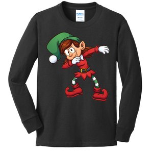 Dabbing Elf Cute Funny Christmas Kids Long Sleeve Shirt