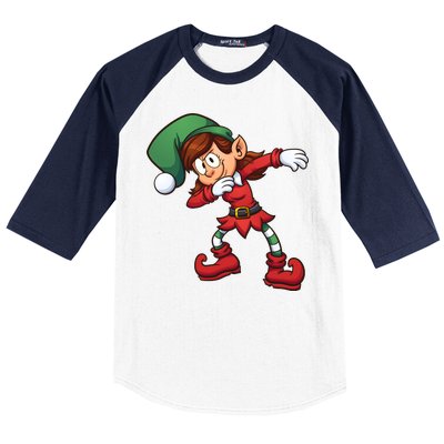 Dabbing Elf Cute Funny Christmas Baseball Sleeve Shirt