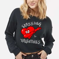 Dabbing For Love Valentines Day Heart Cropped Pullover Crew