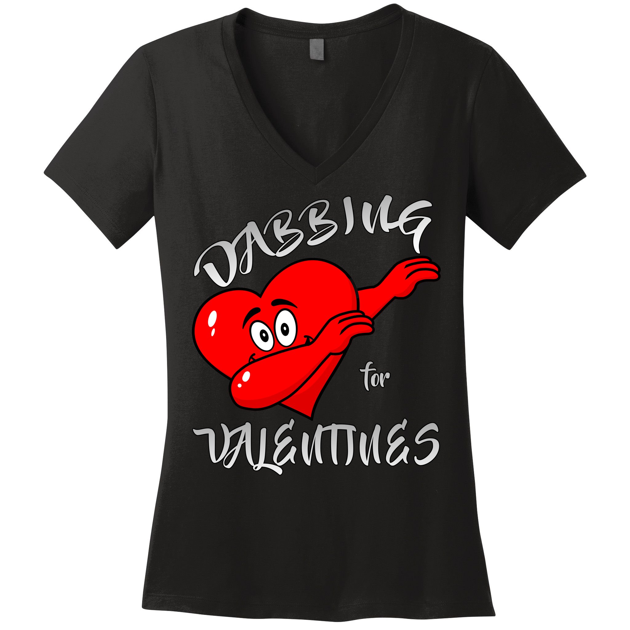 Dabbing For Love Valentines Day Heart Women's V-Neck T-Shirt