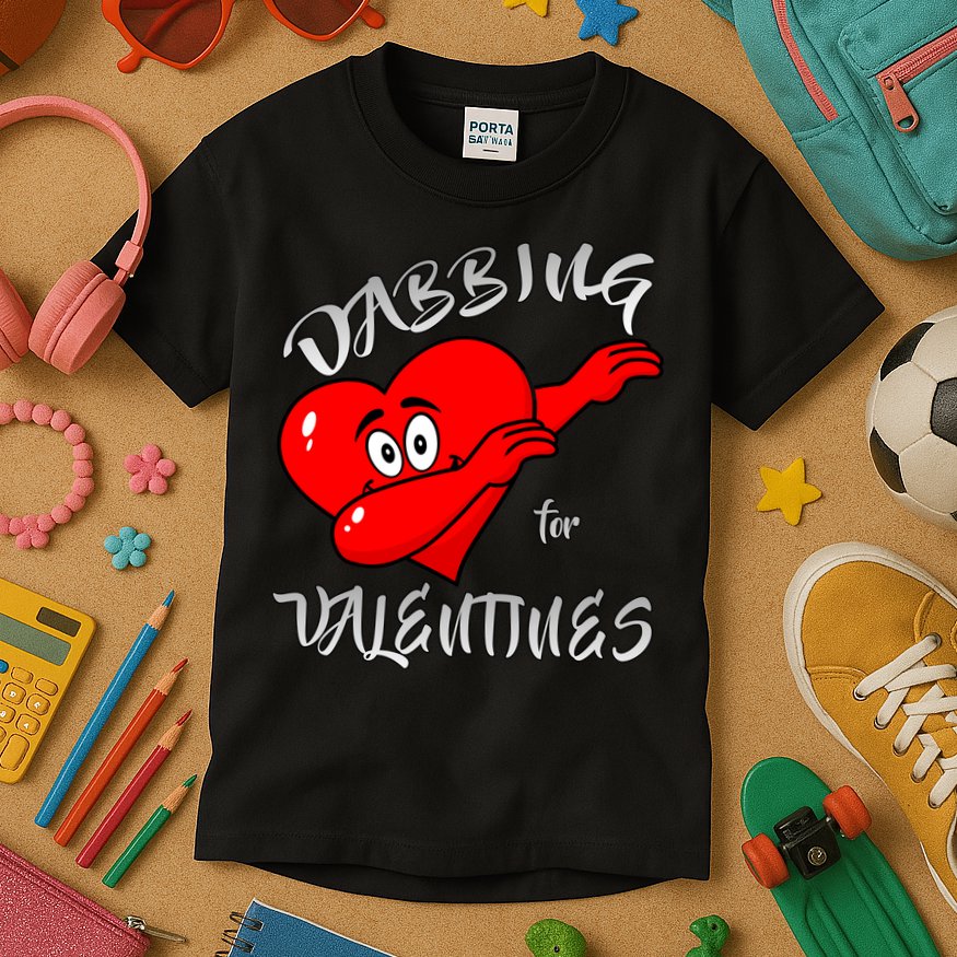 Dabbing For Love Valentines Day Heart Kids T-Shirt