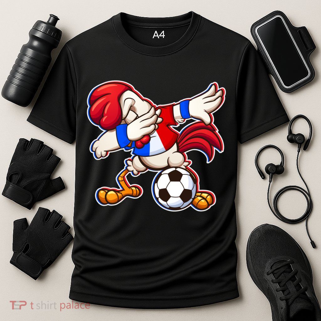 Dabbing French Soccer Rooster Performance Shirt