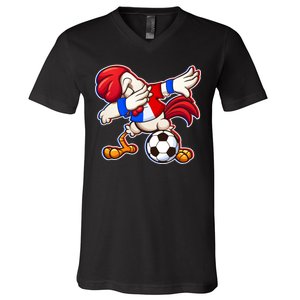 Dabbing French Soccer Rooster V-Neck T-Shirt