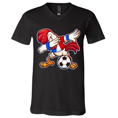 Dabbing French Soccer Rooster V-Neck T-Shirt