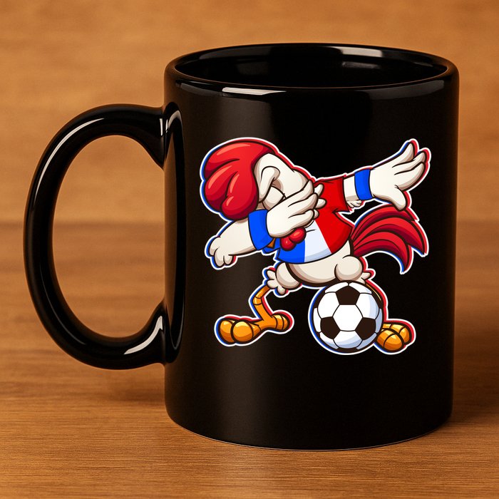 Dabbing French Soccer Rooster 11oz C Handle Ceramic Mug