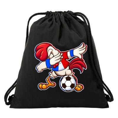Dabbing French Soccer Rooster Drawstring Bag