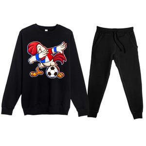 Dabbing French Soccer Rooster Premium Crewneck Sweatsuit Set