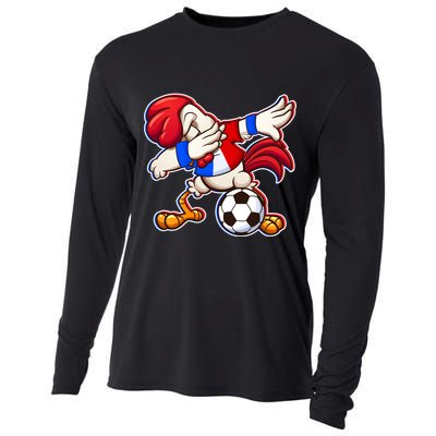 Dabbing French Soccer Rooster Cooling Performance Long Sleeve Crew