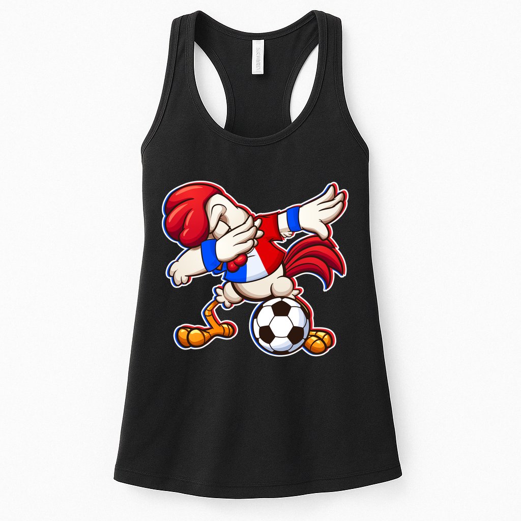 Dabbing French Soccer Rooster Womens Tank Top