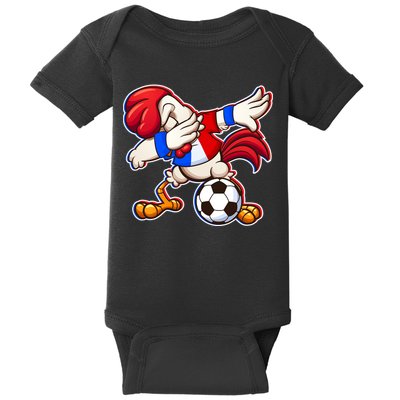 Dabbing French Soccer Rooster Baby Bodysuit
