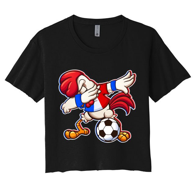 Dabbing French Soccer Rooster Crop Top