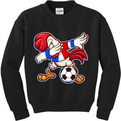 Dabbing French Soccer Rooster Kids Sweatshirt