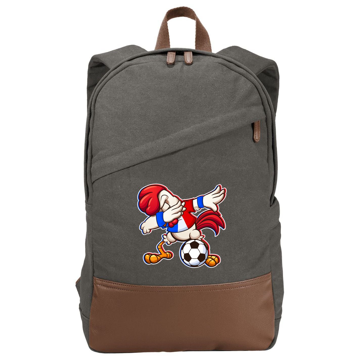 Dabbing French Soccer Rooster Cotton Canvas Backpack