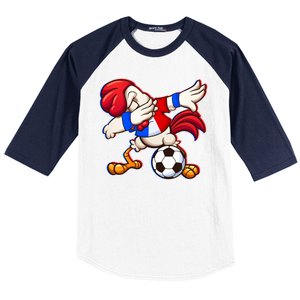 Dabbing French Soccer Rooster Baseball Sleeve Shirt