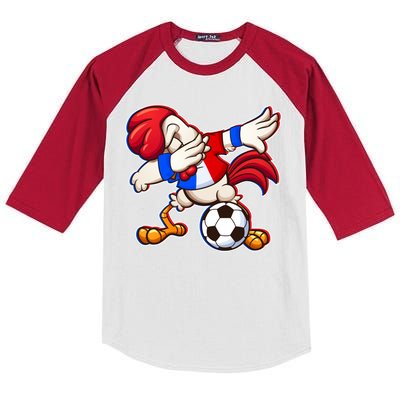 Dabbing French Soccer Rooster Kids Colorblock Raglan Jersey